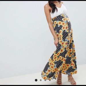 ASOS Maternity maxi skirt in daisy polka dot